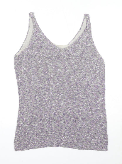Sigrid Olsen Womens Purple Viscose Basic Tank Size L V-Neck