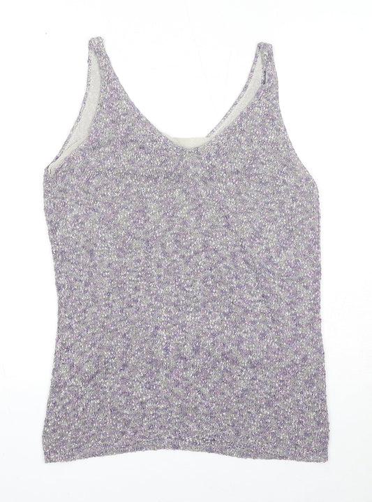 Sigrid Olsen Womens Purple Viscose Basic Tank Size L V-Neck