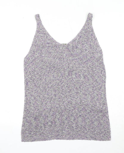 Sigrid Olsen Womens Purple Viscose Basic Tank Size L V-Neck