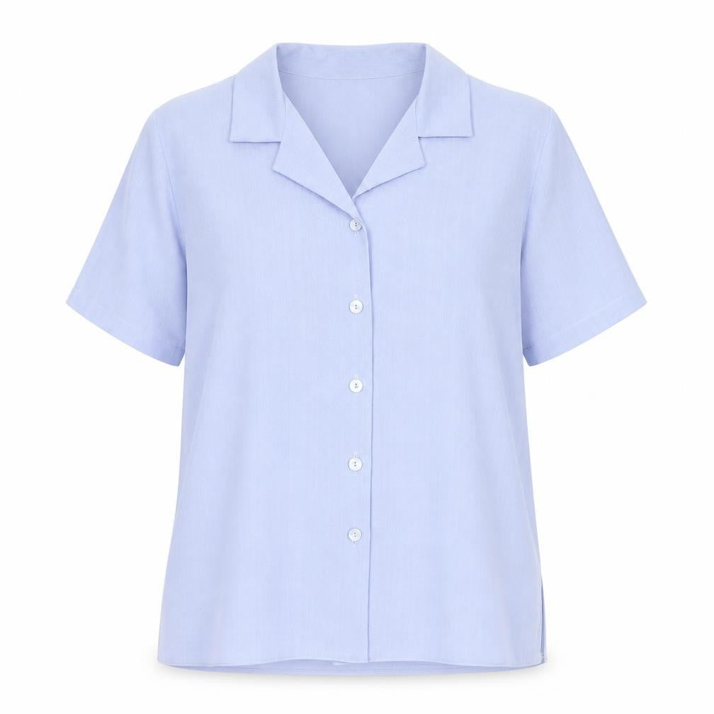 Nightingales Womens Blue Polyester Basic Button-Up Size 12 Collared