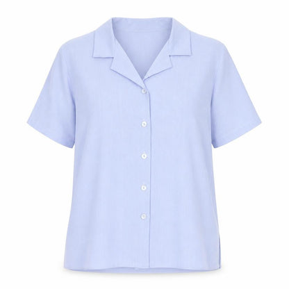 Nightingales Womens Blue Polyester Basic Button-Up Size 12 Collared
