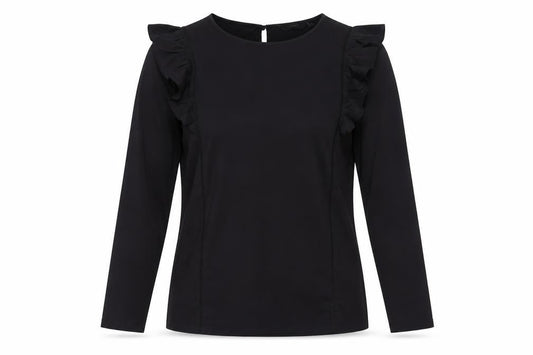 Hawt Womens Black Polyester Basic T-Shirt Size L Round Neck