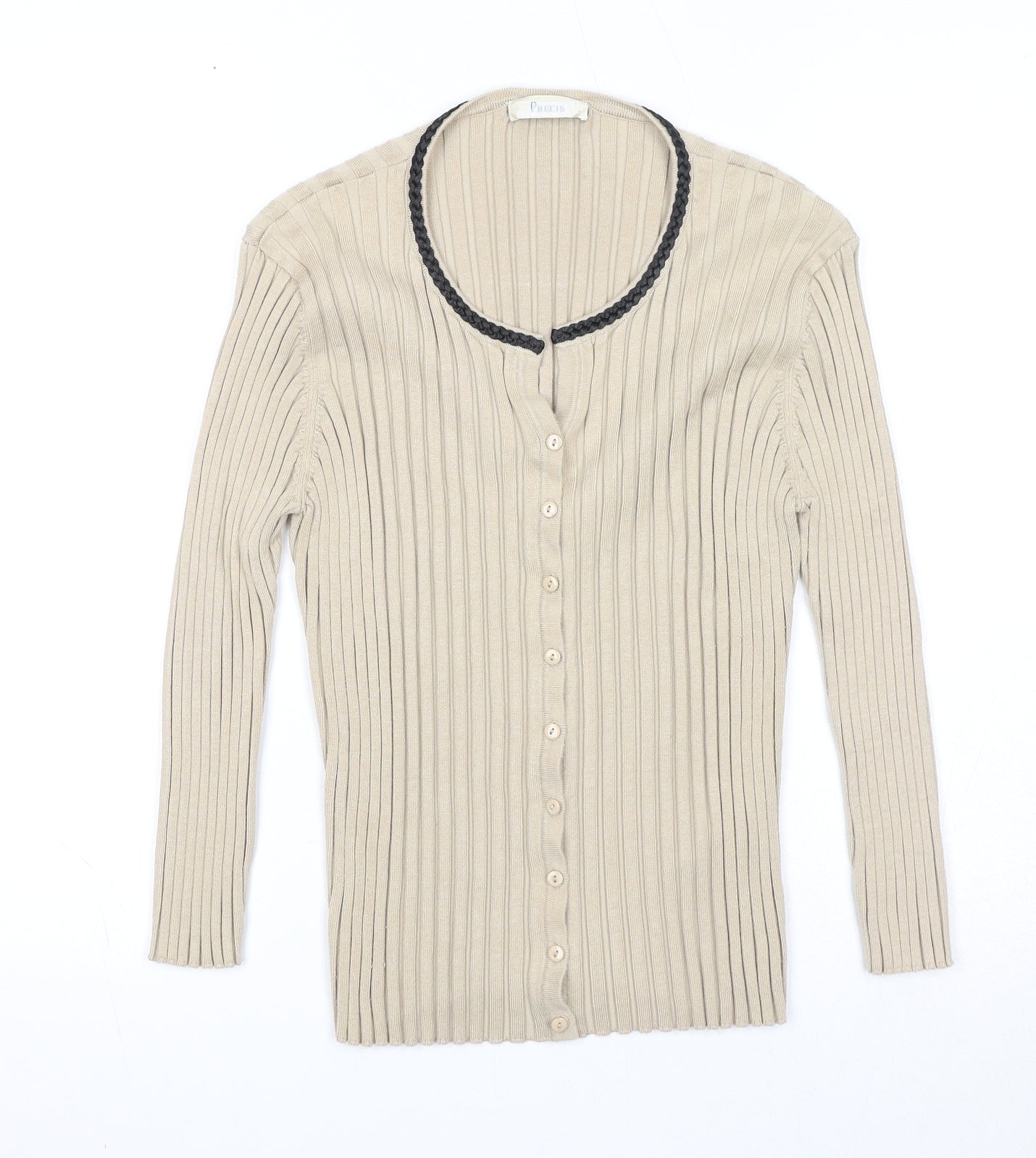 Precis Womens Black Round Neck Viscose Cardigan Jumper Size L
