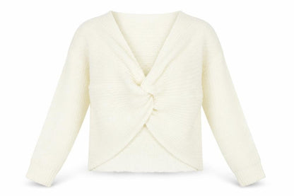 Divided by H&M Womens White V-Neck Acrylic Pullover Jumper Size M - Knot Front