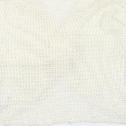 Divided by H&M Womens White V-Neck Acrylic Pullover Jumper Size M - Knot Front