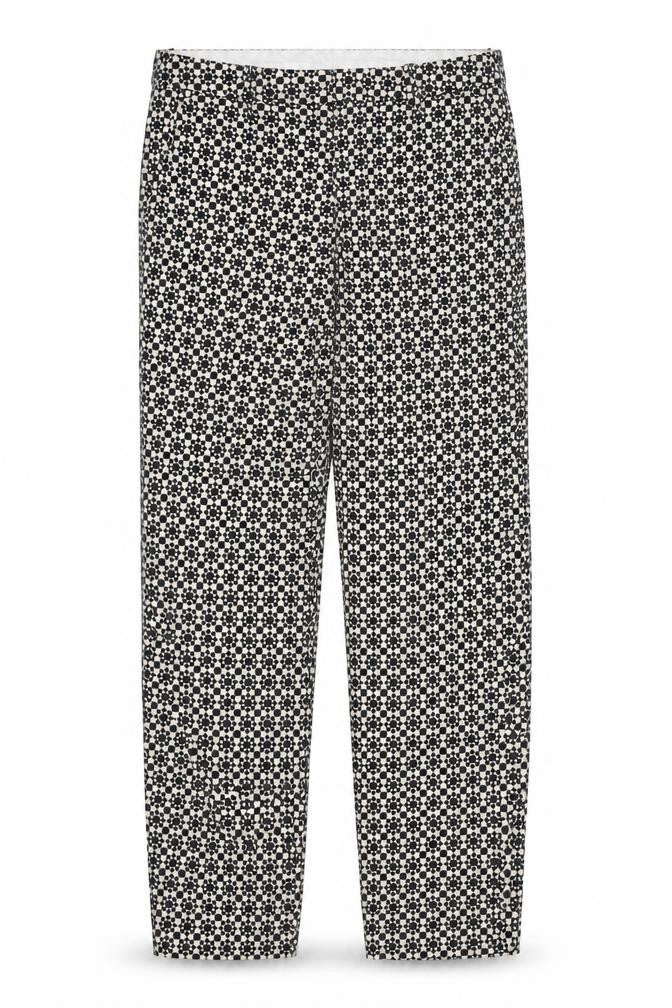 H&M Womens Black Geometric Polyester Chino Trousers Size 4 Regular Zip