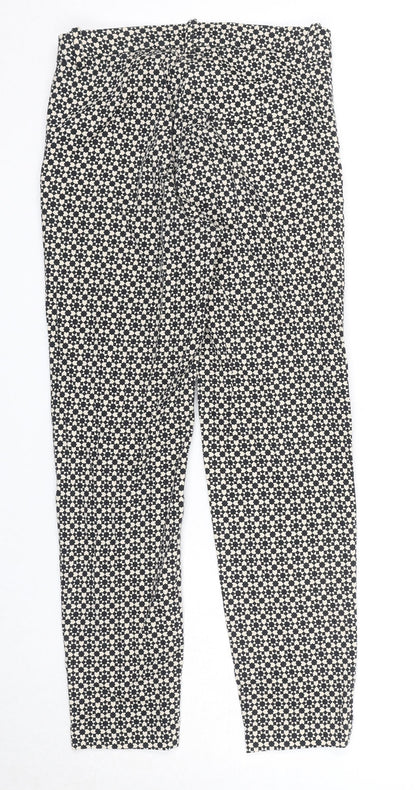 H&M Womens Black Geometric Polyester Chino Trousers Size 4 Regular Zip