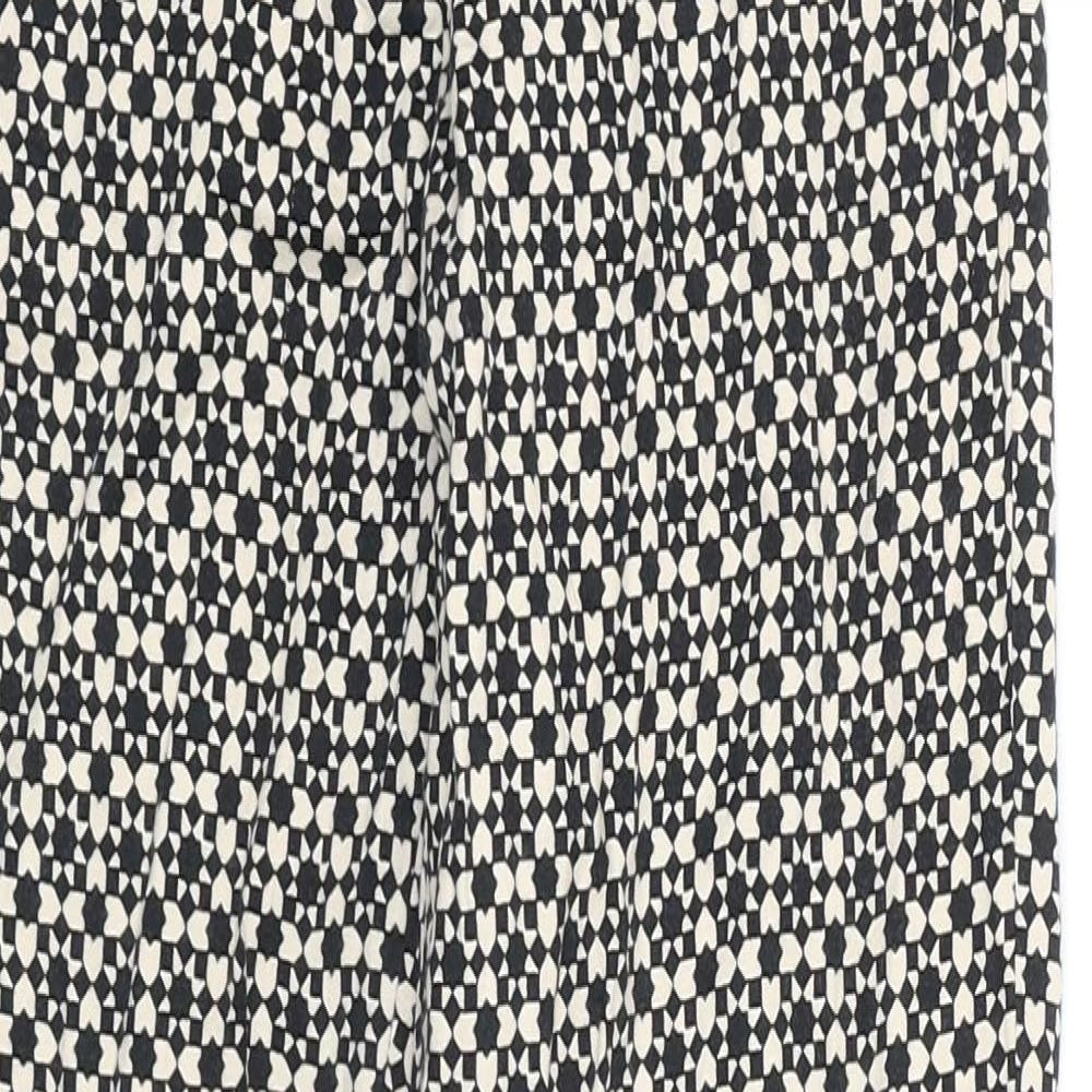 H&M Womens Black Geometric Polyester Chino Trousers Size 4 Regular Zip