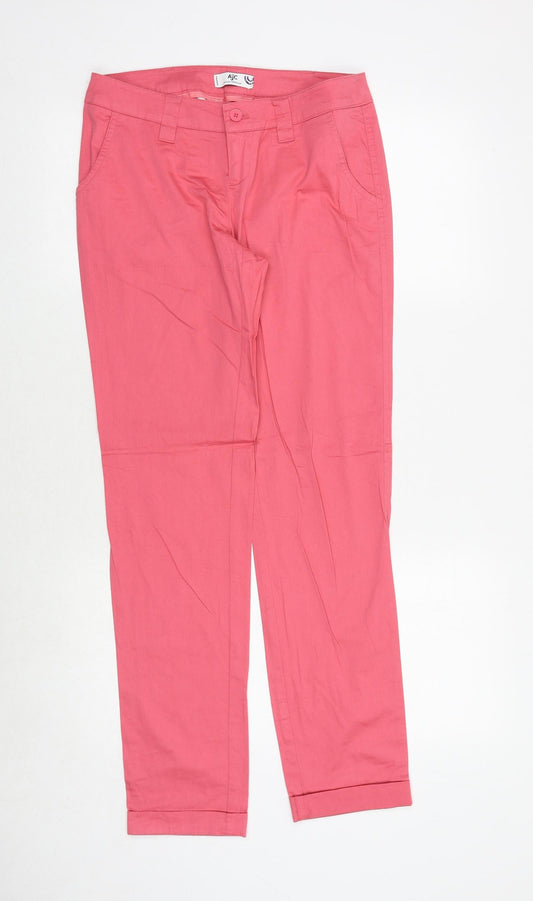 AJC Womens Pink Cotton Trousers Size 8 Extra-Slim Zip