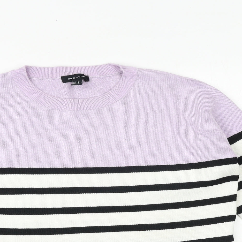 New Look Womens Multicoloured Round Neck Striped Viscose Pullover Jumper Size S