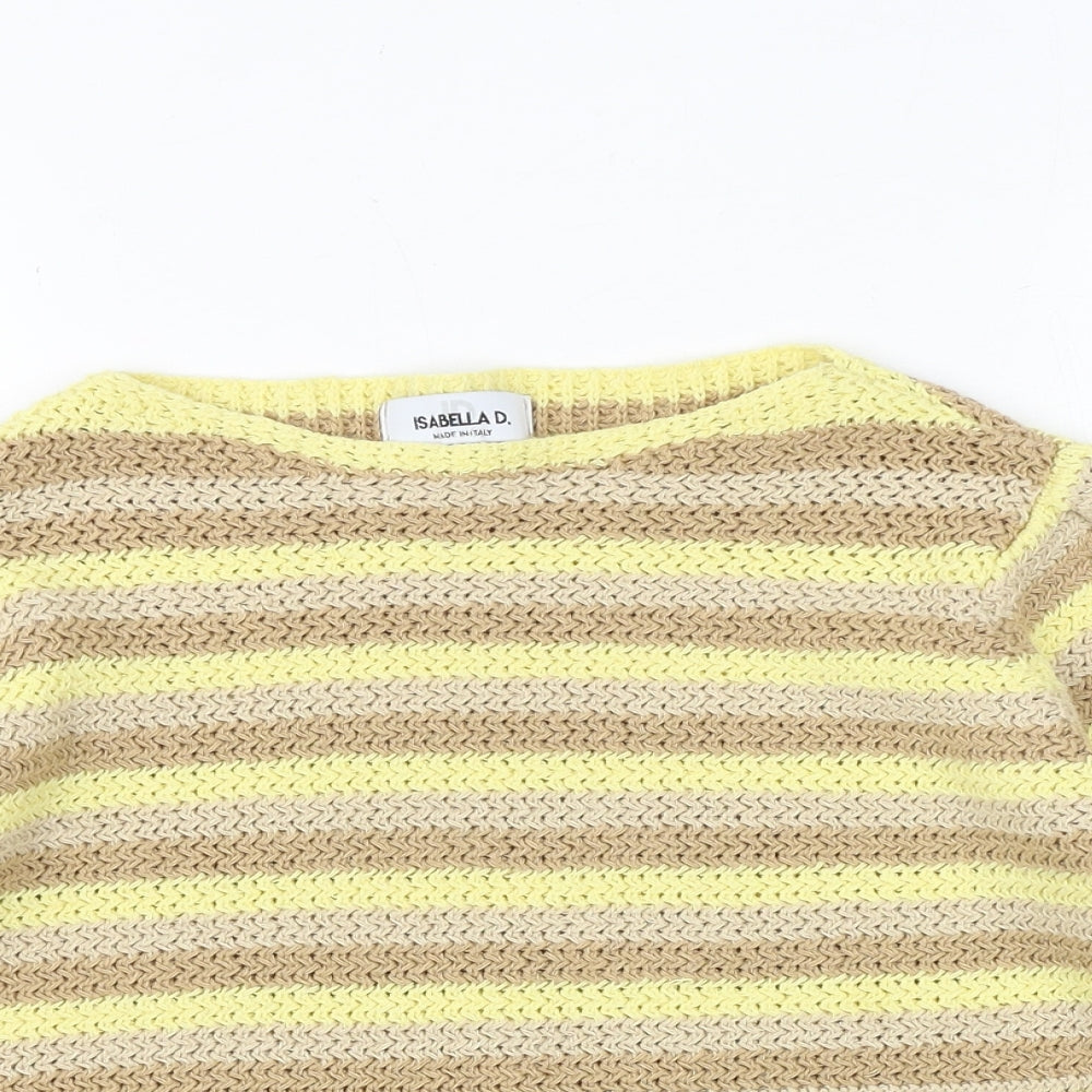 Isabella D Womens Multicoloured Round Neck Striped Polyester Pullover Jumper Size S - Size S/M