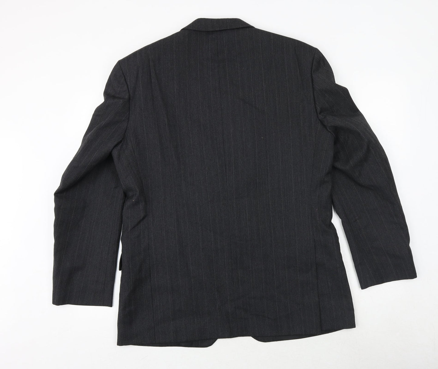 GREENWOODS Mens Grey Striped Polyester Jacket Suit Jacket Size 42 Regular