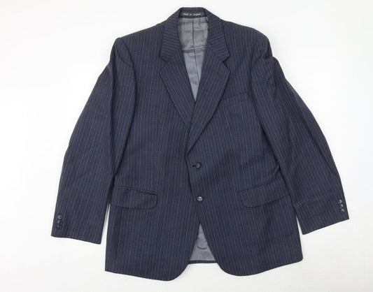 Jackson The Tailor Mens Blue Striped Polyester Jacket Suit Jacket Size 38 Regular