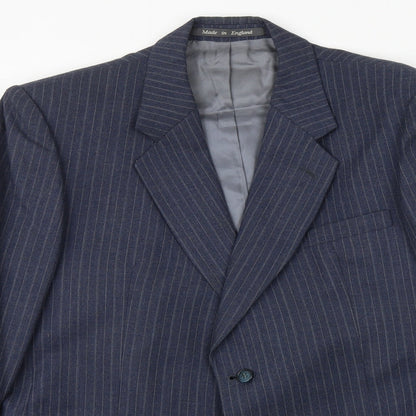 Jackson The Tailor Mens Blue Striped Polyester Jacket Suit Jacket Size 38 Regular
