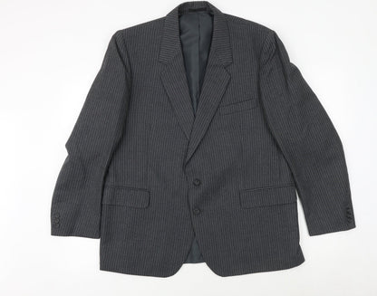 Additional front view of Canada men’s grey striped wool jacket suit jacket, size 44, regular