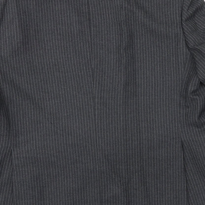 Brand and care label for Canada men’s grey striped wool jacket suit jacket, size 44, regular