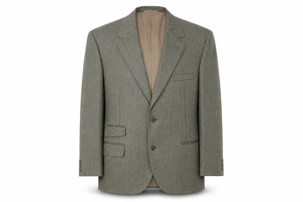 Ted Williams Mens Green Striped Polyester Jacket Suit Jacket Size 42 Regular