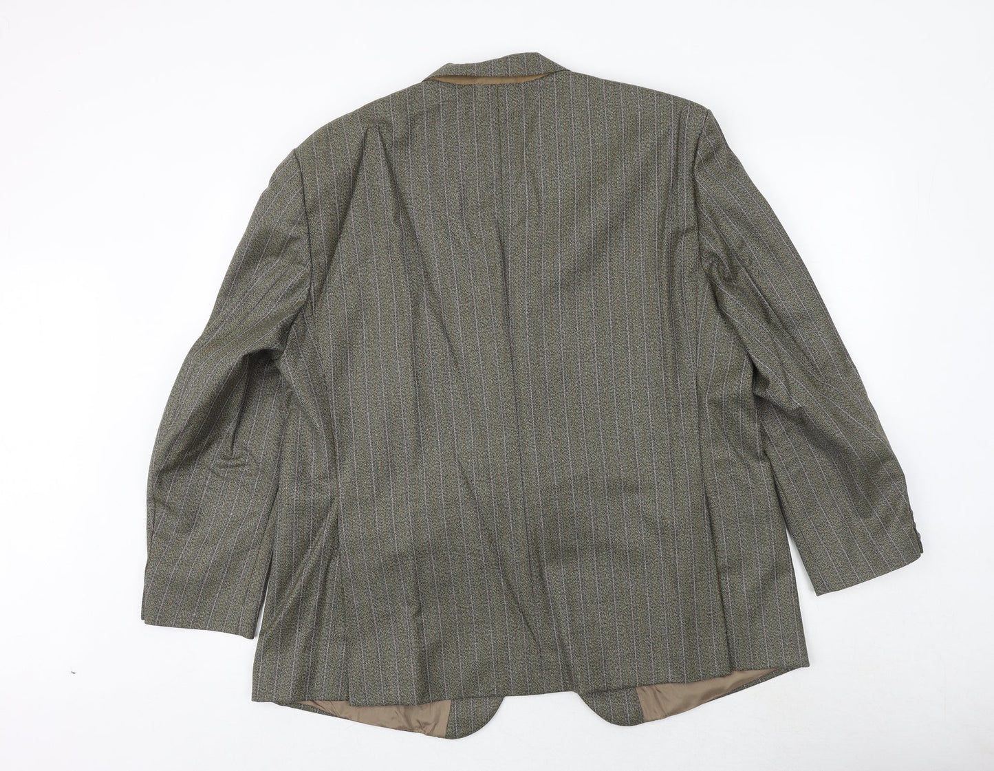 Ted Williams Mens Green Striped Polyester Jacket Suit Jacket Size 42 Regular