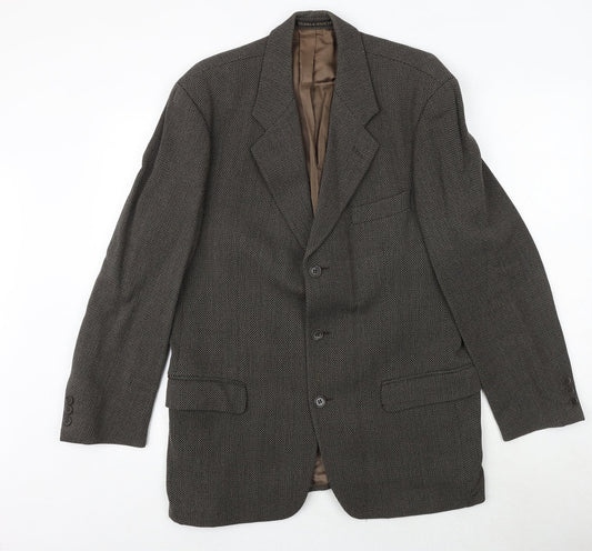 Marks and Spencer Mens Brown Wool Jacket Blazer Size 40 Regular