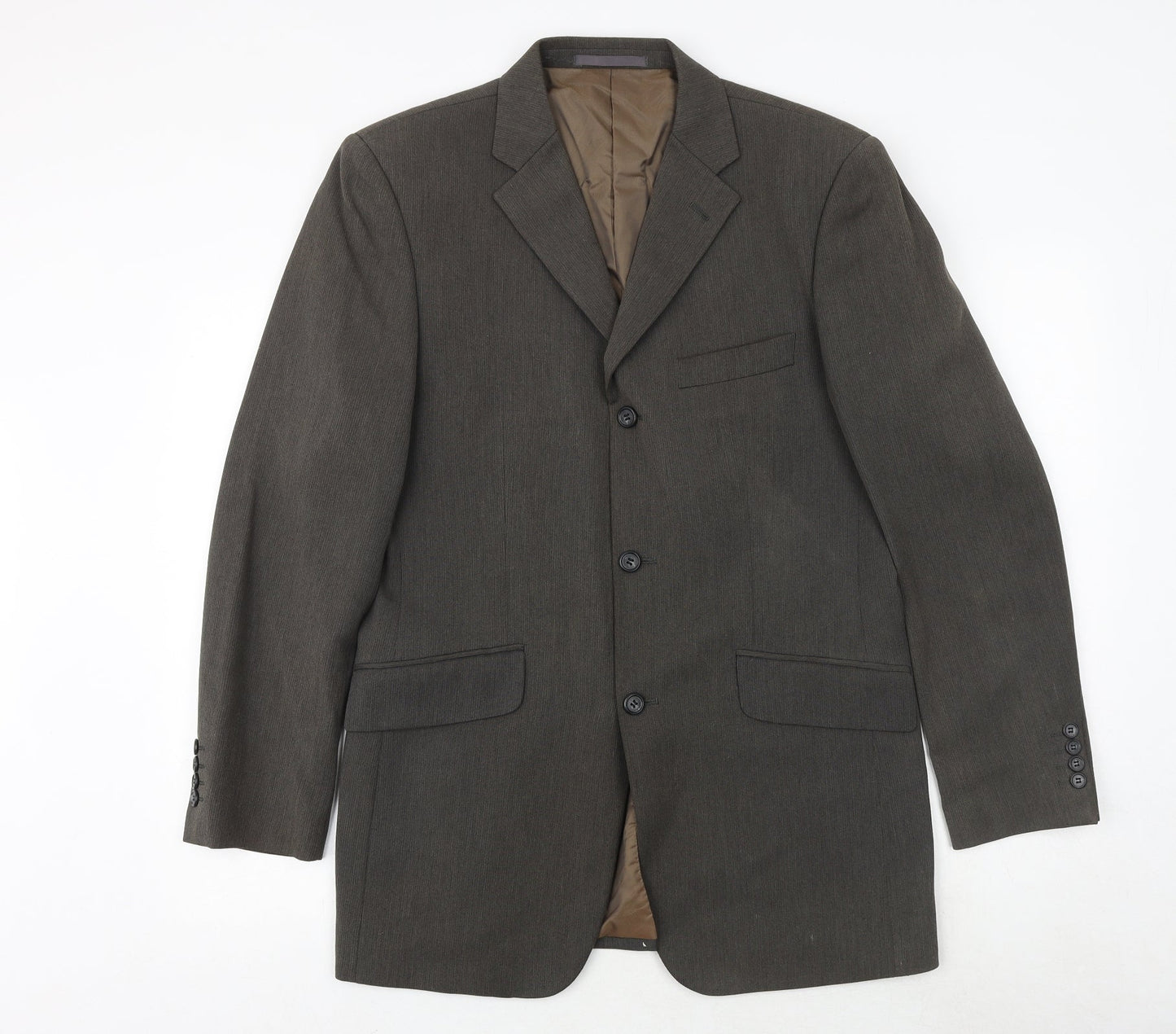 Rice Mens Brown Polyester Jacket Blazer Size 38 Regular