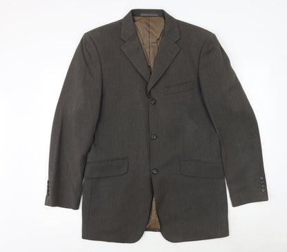 Rice Mens Brown Polyester Jacket Blazer Size 38 Regular
