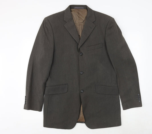 Rice Mens Brown Polyester Jacket Blazer Size 38 Regular