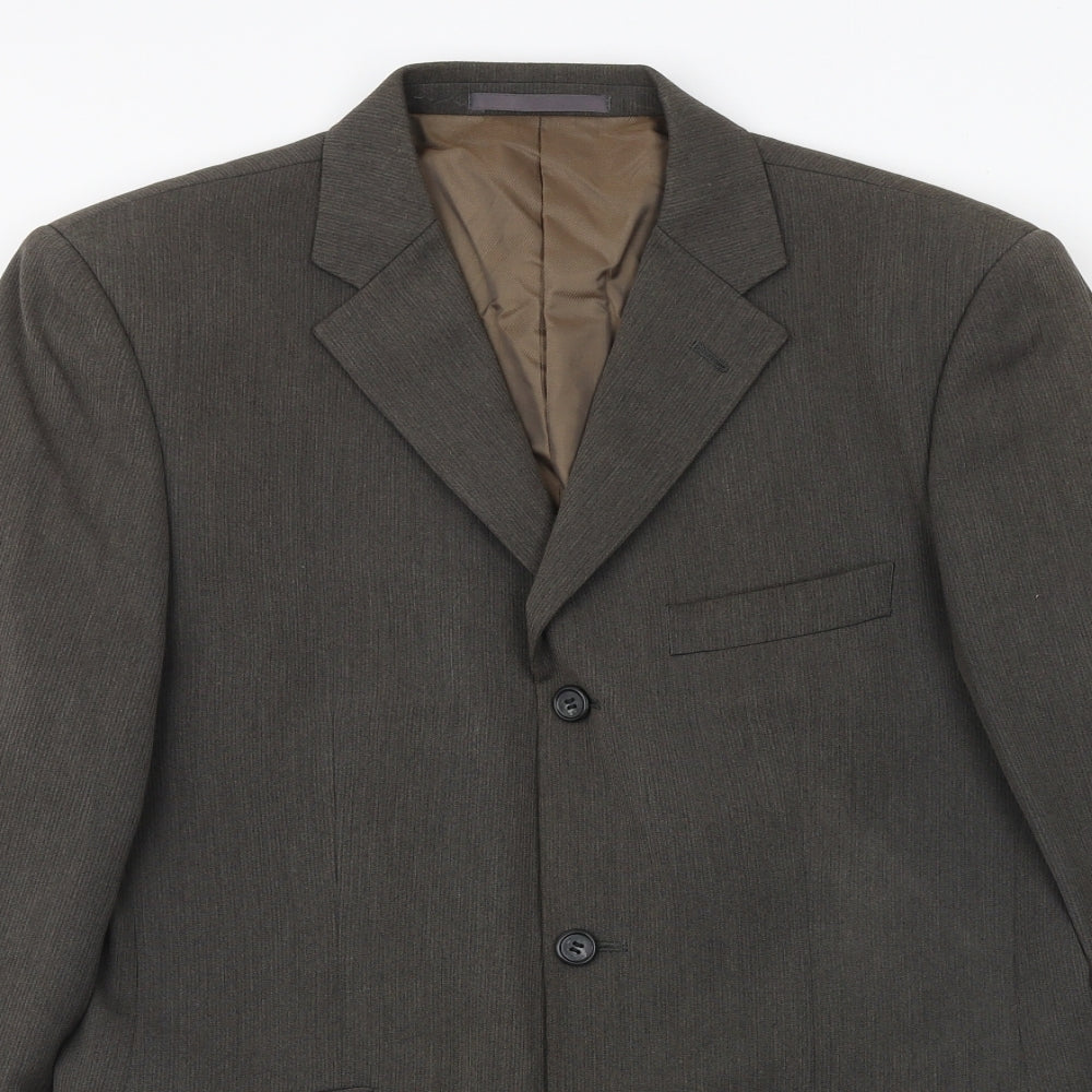 Rice Mens Brown Polyester Jacket Blazer Size 38 Regular