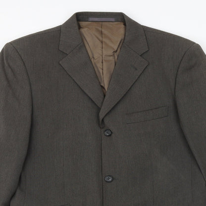 Rice Mens Brown Polyester Jacket Blazer Size 38 Regular