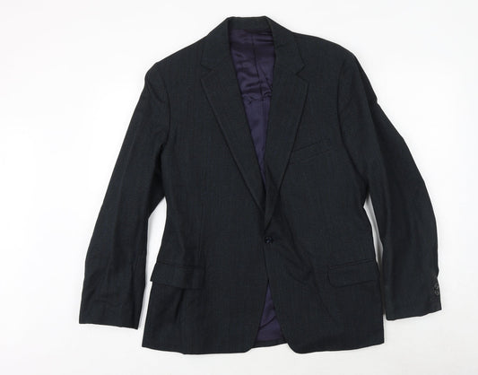 a.e. quarmby Mens Blue Striped Polyester Jacket Suit Jacket Size 34 Regular
