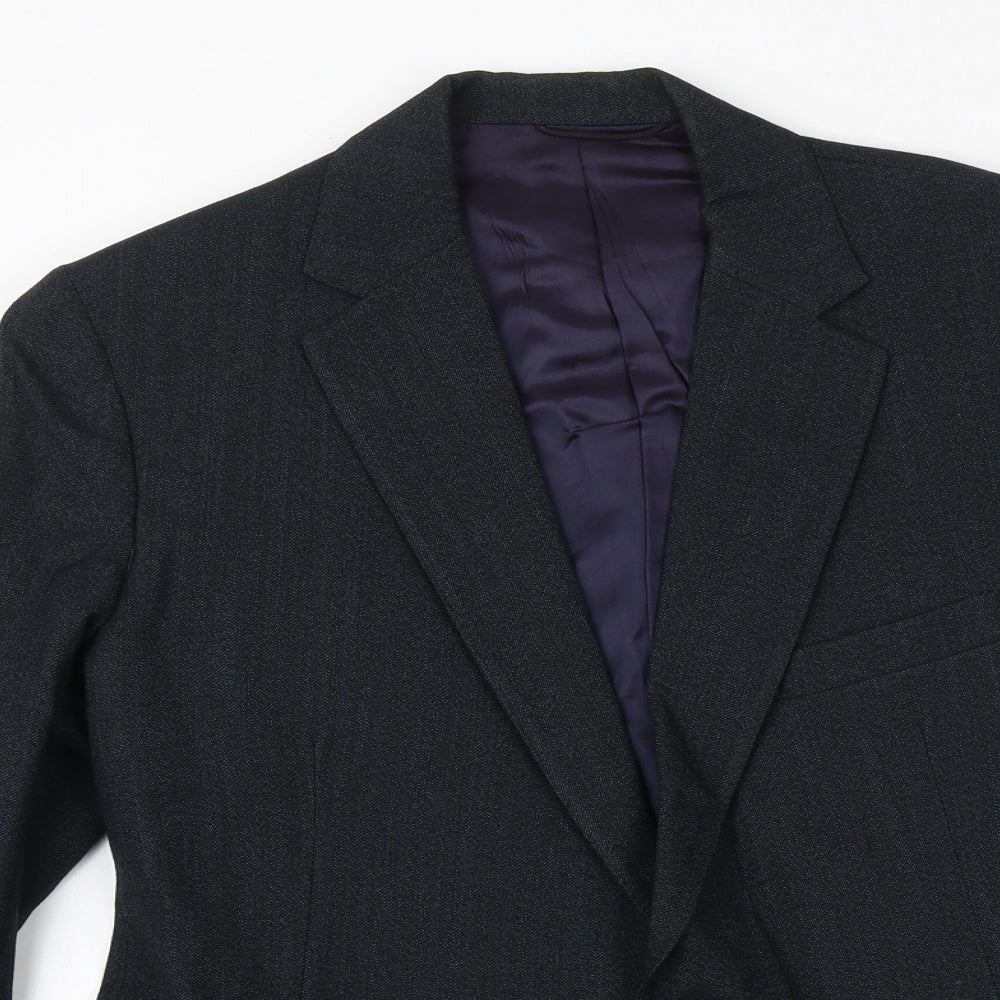 a.e. quarmby Mens Blue Striped Polyester Jacket Suit Jacket Size 34 Regular
