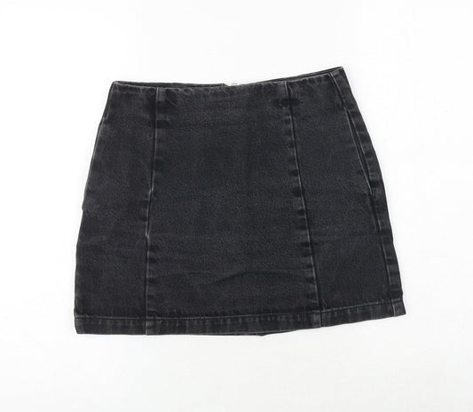 Topshop Womens Grey Cotton Mini Skirt Size 27 in Zip
