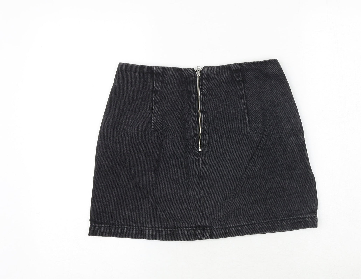 Topshop Womens Grey Cotton Mini Skirt Size 27 in Zip
