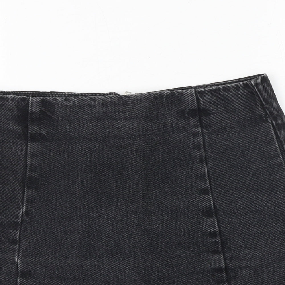 Topshop Womens Grey Cotton Mini Skirt Size 27 in Zip