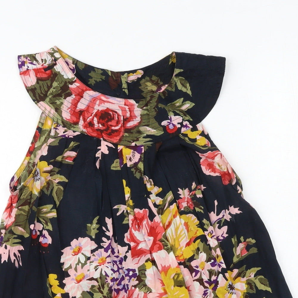 Topshop Womens Multicoloured Floral 100% Cotton Basic Tank Size 8 Round Neck