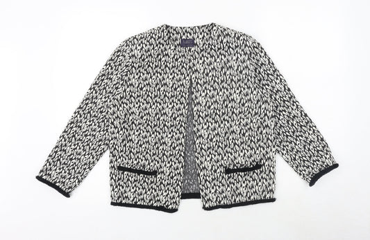 Marks and Spencer Womens Black Round Neck Geometric Polyester Cardigan Jumper Size 12