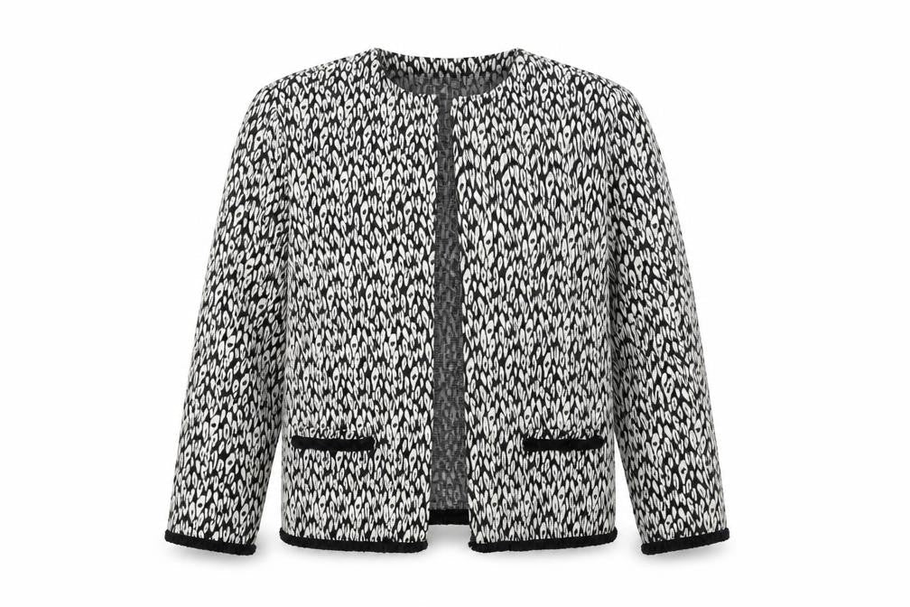 Marks & Spencer Womens Black Round Neck Geometric Polyester Cardigan Jumper Size 12