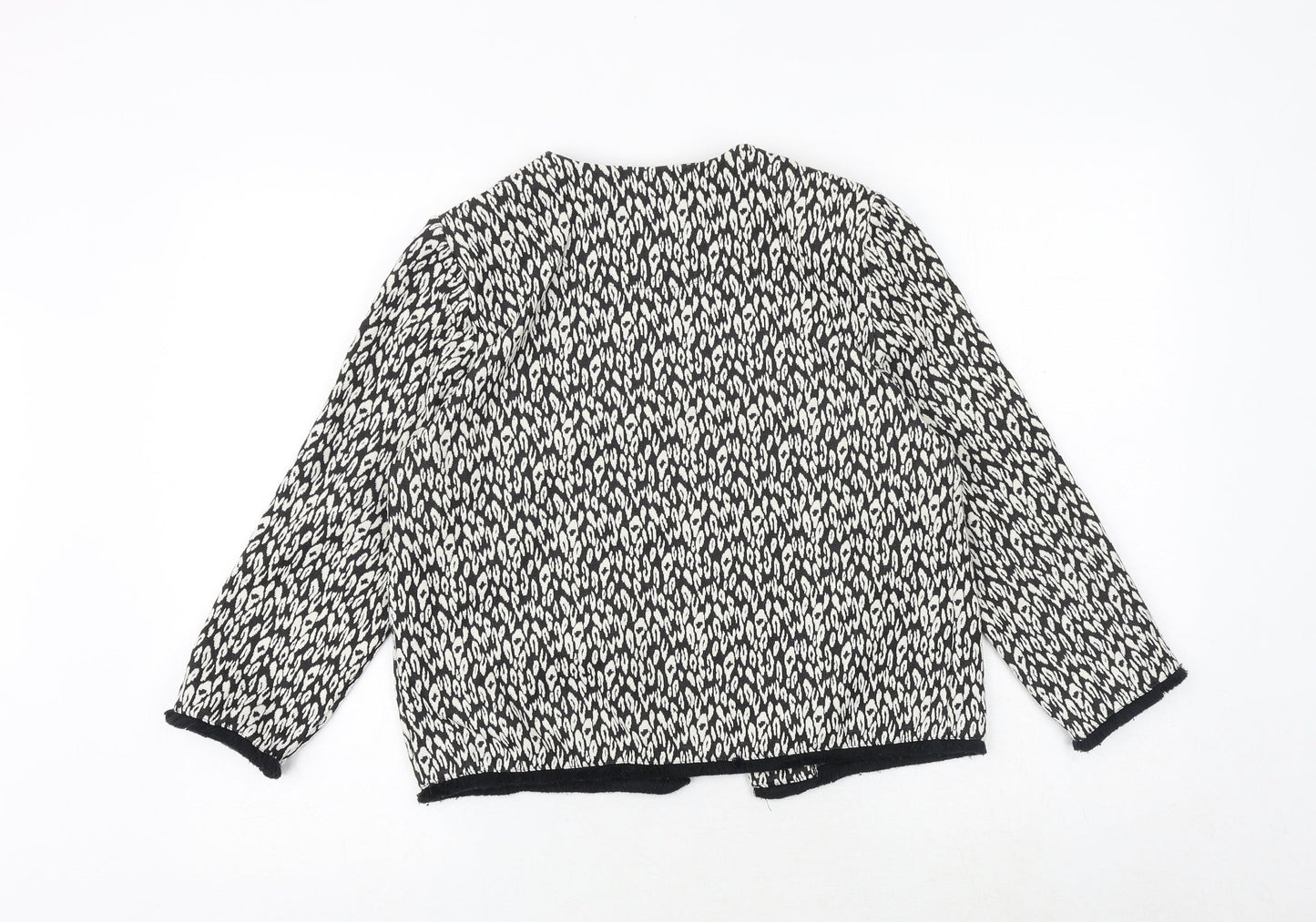 Marks and Spencer Womens Black Round Neck Geometric Polyester Cardigan Jumper Size 12