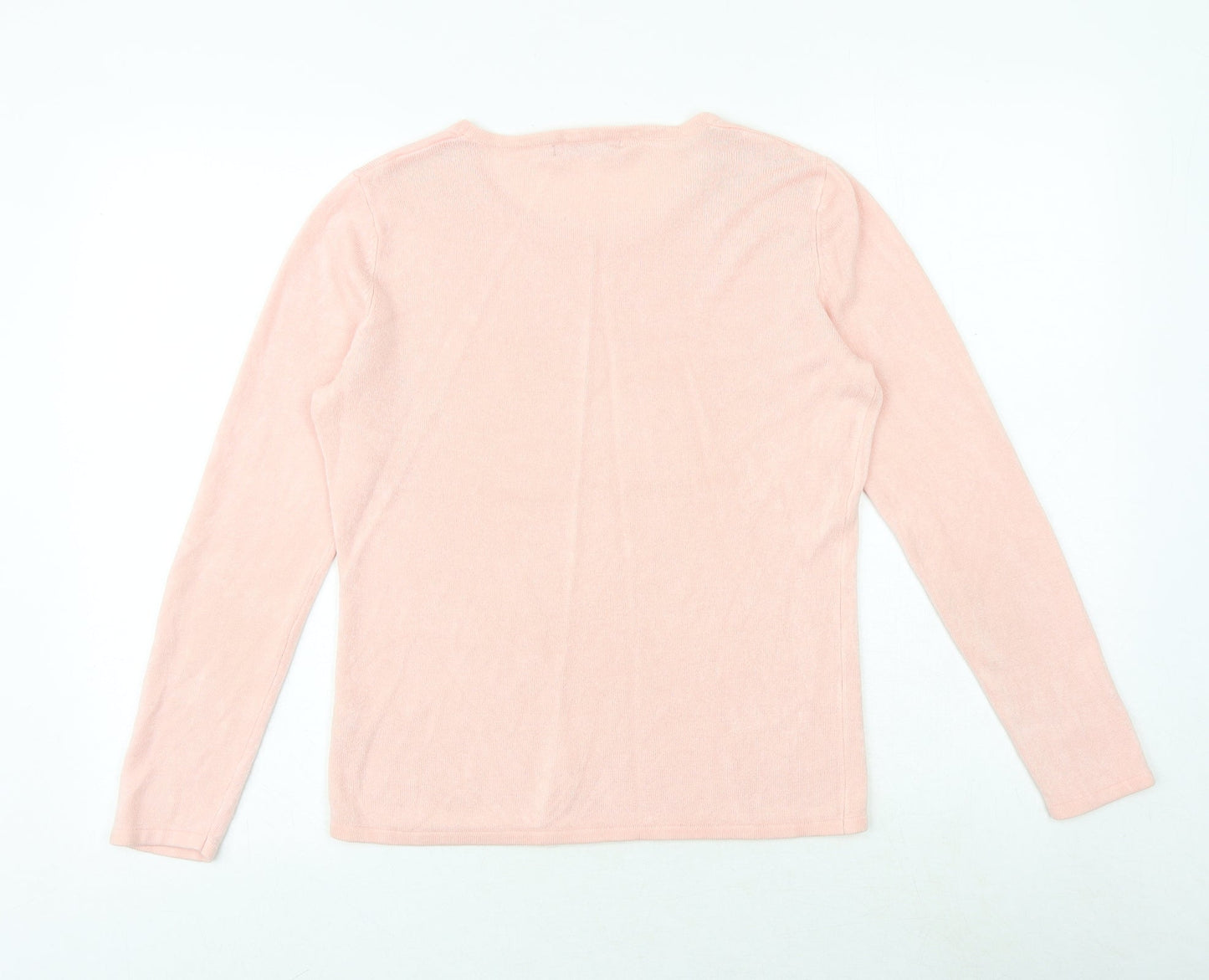 Bonmarché Womens Pink Round Neck Acrylic Pullover Jumper Size S