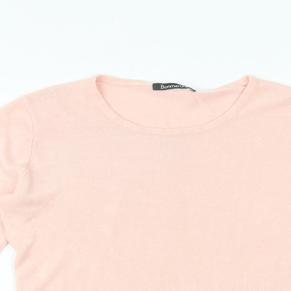 Bonmarché Womens Pink Round Neck Acrylic Pullover Jumper Size S