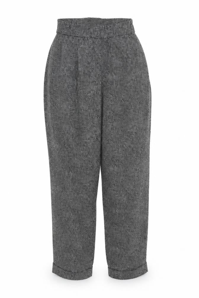 H&M Womens Black Geometric Polyester Trousers Size 6 Regular