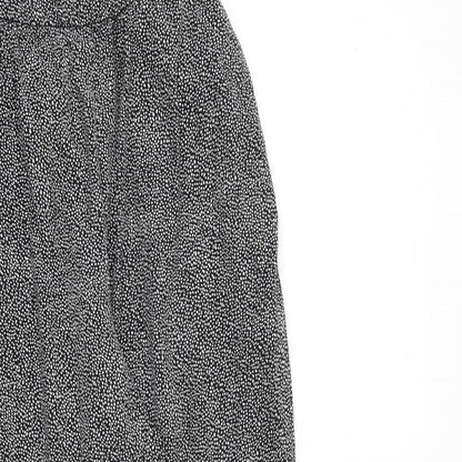 H&M Womens Black Geometric Polyester Trousers Size 6 Regular