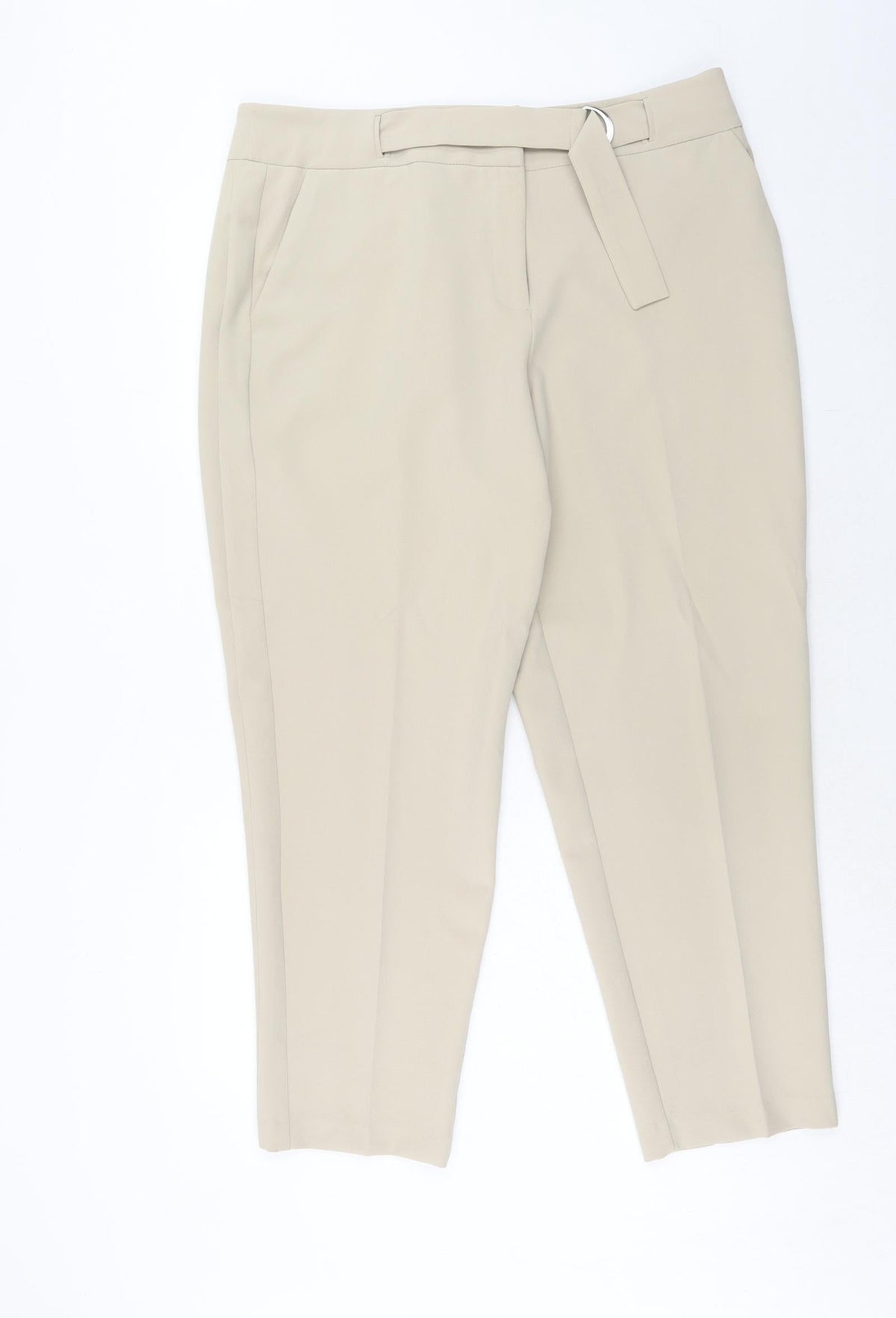 Very Womens Beige Polyester Carrot Trousers Size 16 Regular Hook & Eye