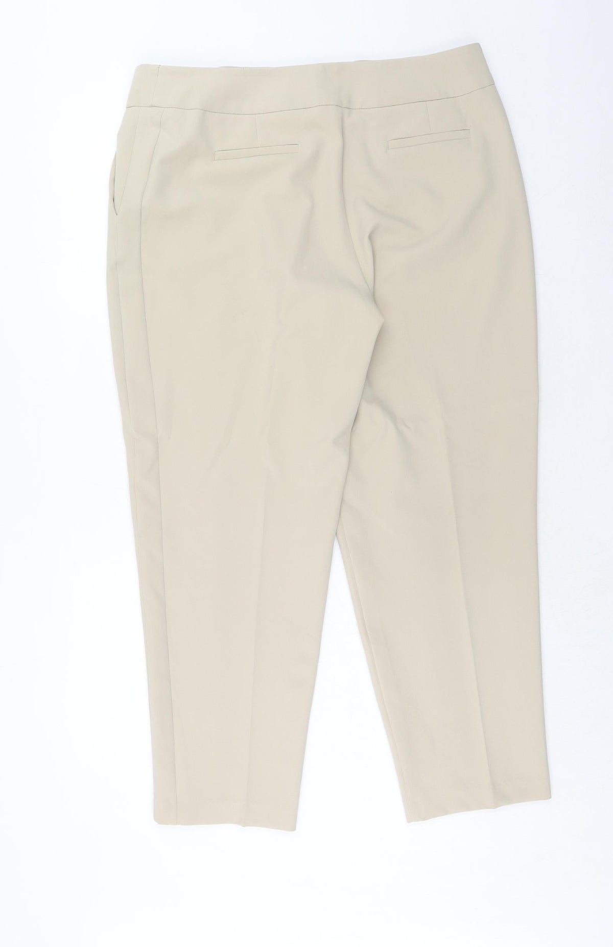 Very Womens Beige Polyester Carrot Trousers Size 16 Regular Hook & Eye
