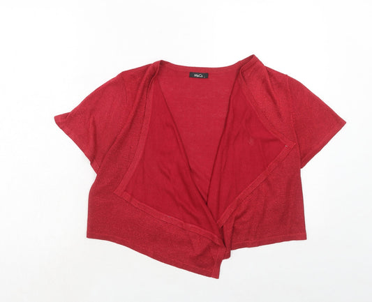 M&Co Womens Red V-Neck Viscose Shrug Jumper Size L