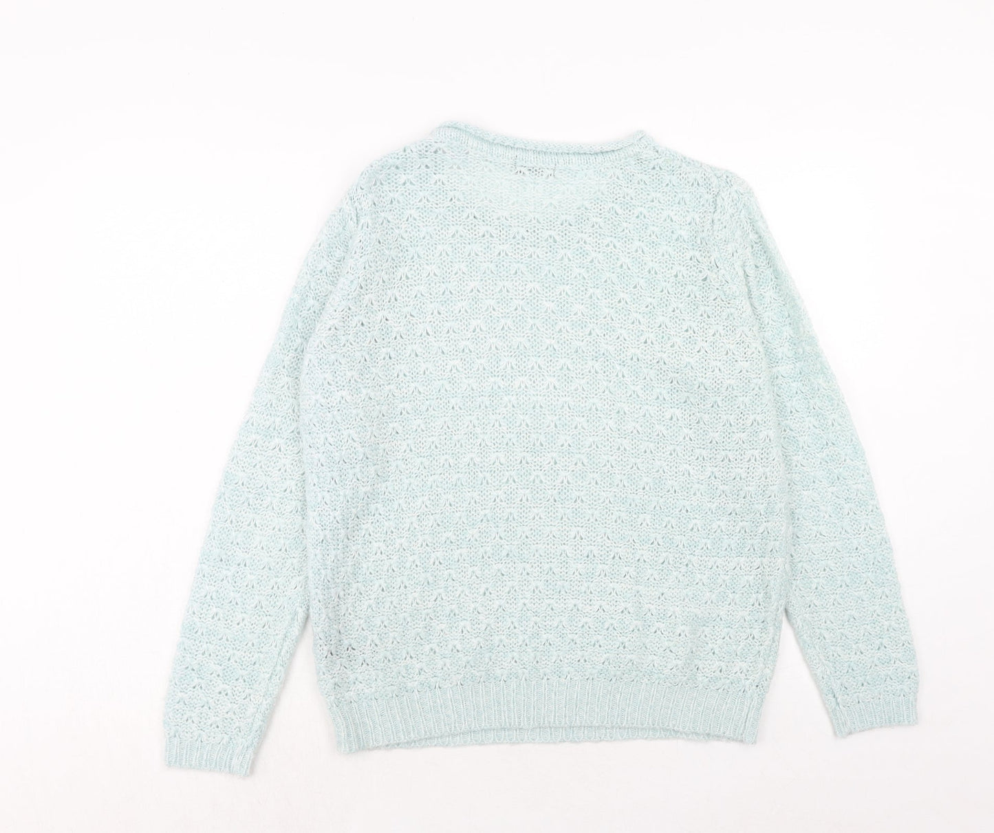M&Co Womens Blue Round Neck Acrylic Pullover Jumper Size 14
