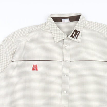 Gottfried Schmidt Mens Beige Check Polyester Button-Up Size 2XL Collared Button