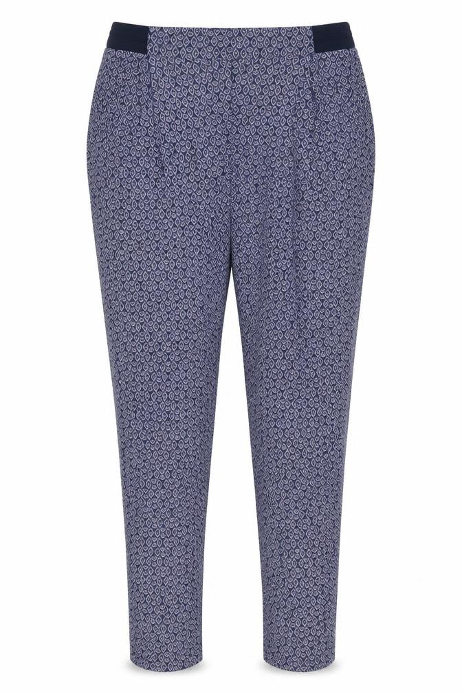 NEXT Womens Blue Geometric Viscose Trousers Size 8 Regular
