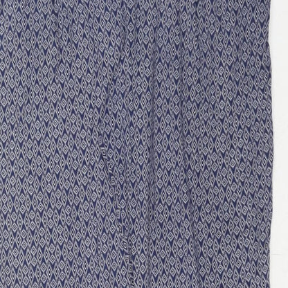 Next Womens Blue Geometric Viscose Trousers Size 8 Regular