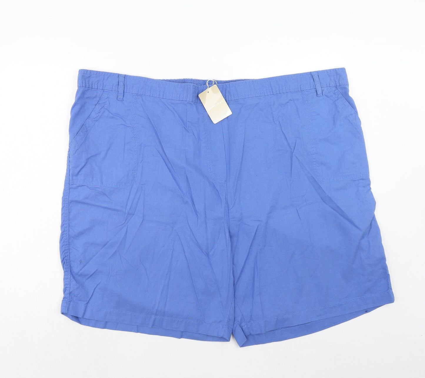 Anthology Womens Blue Cotton Basic Shorts Size 32 Regular Pull On