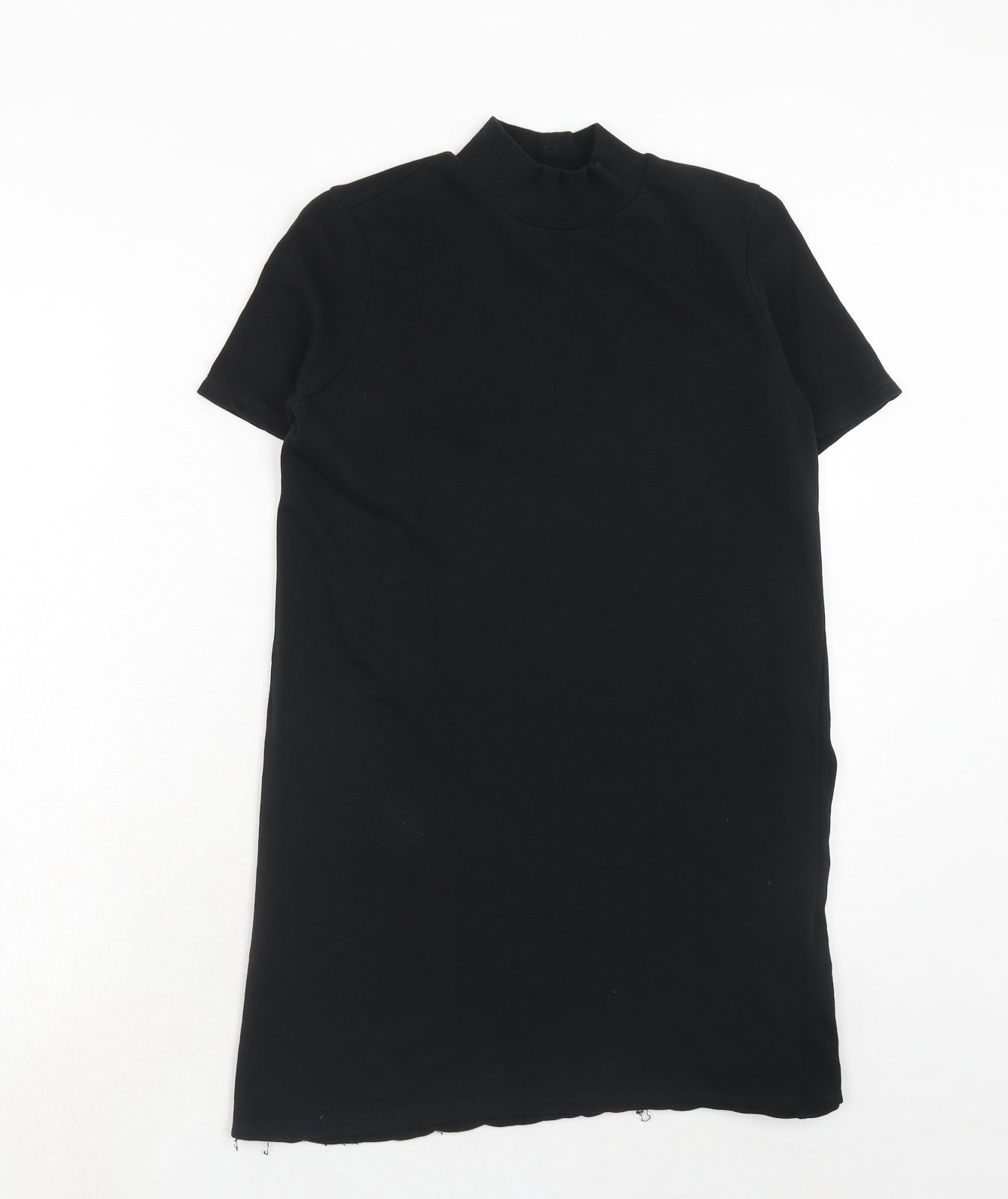 Zara Womens Black Cotton T-Shirt Dress Size S Mock Neck Pullover